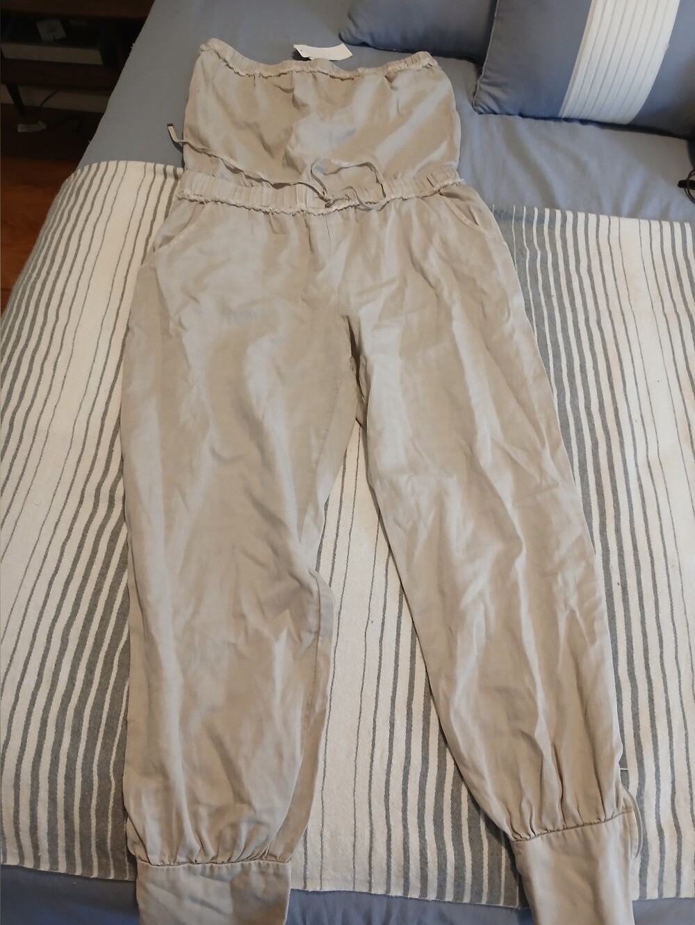 Young Fabulous & Broke Beige Elastic-Waist Strapless Jumpsuit